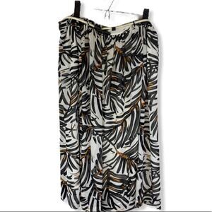 Vintage Campus Casuals Palm Print Chiffon Midi Skirt Size M